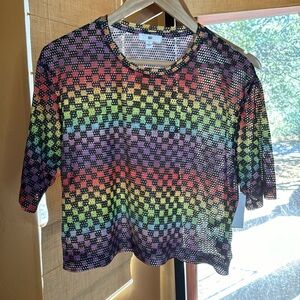 BP. Be Proud Collection Black Rainbow Arcade Check Top Size Small